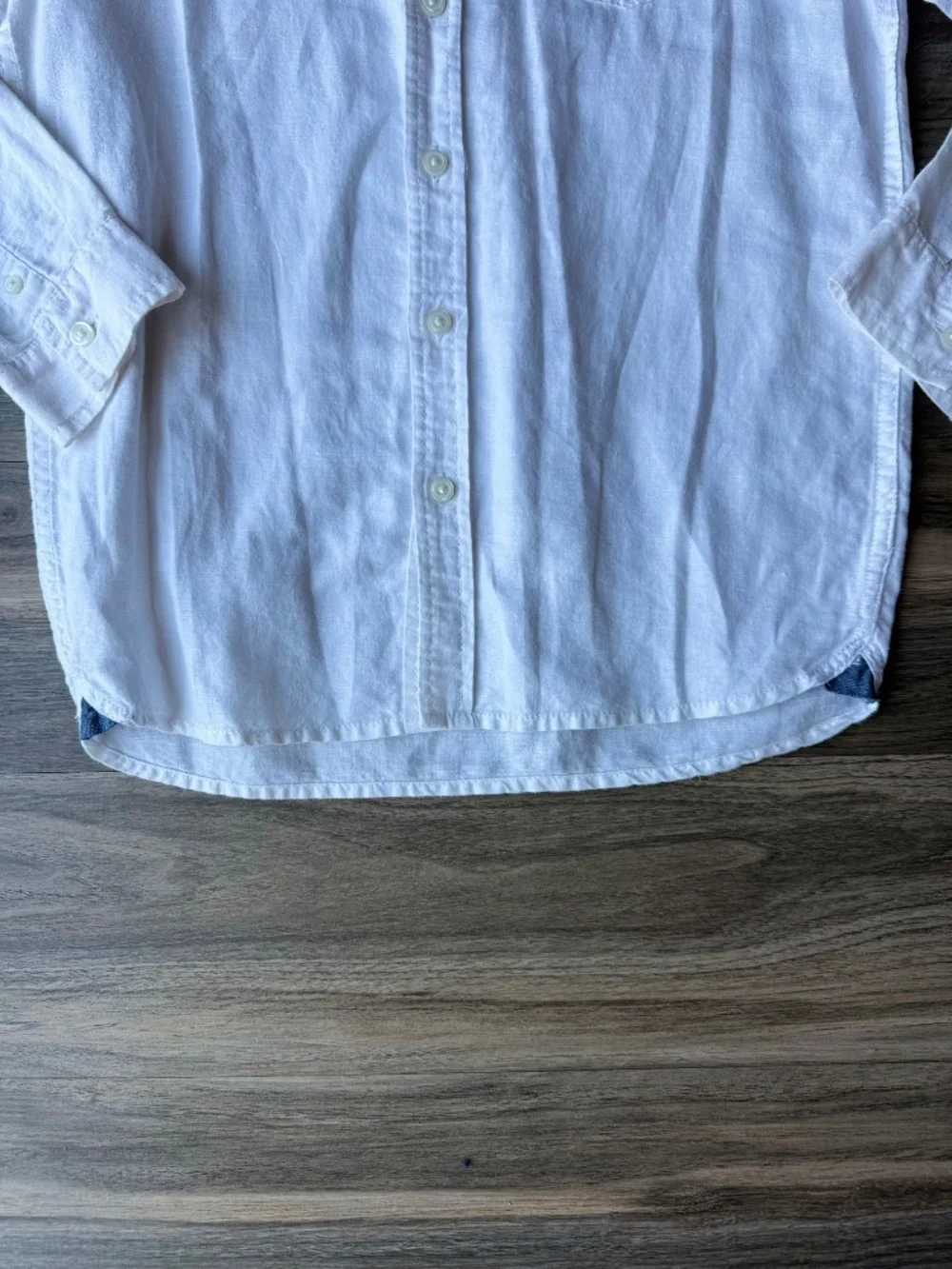Lightweight Linen Cotton Blend‎ White Button Down Shirt Boys Size L 10-12